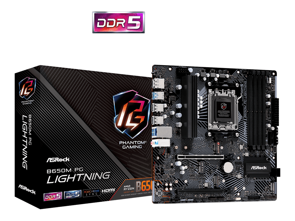 Matična ploča ASROCK MB B650M PG LIGHTNING AMD B650 3 ASROCK MB B650M PG LIGHTNINGAMD B650;AM5;4xDDR5HDMI, DP;RAID;micro ATX
