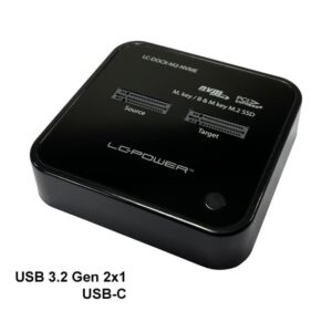 LC-Power Docking station NVMEM.2 SSD, USB-C port, 2x SSD-a, Transfer rate do 10 Gb/s