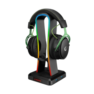 Postolje za slusalice gaming RAMPAGE RM H77 X BASE Black RGB Illuminated 4USB Port Headphone Stand with Mouse Bungee Cord Holder 5