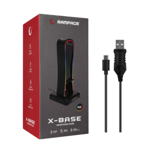 Postolje za slusalice gaming RAMPAGE RM H77 X BASE Black RGB Illuminated 4USB Port Headphone Stand with Mouse Bungee Cord Holder 6