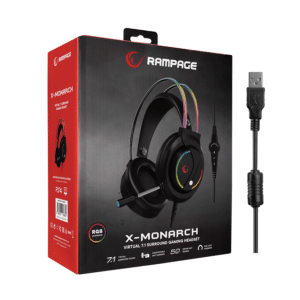 Slusalice sa mikrofonom gaming RAMPAGE RM K17 X MONARCH Black USB 7.1 RGB In Line Wire Control 7