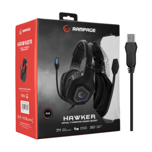 Slusalice sa mikrofonom gaming RAMPAGE RM K8 HAWKER black PCPS4 USB 7.1 RGB LED 6