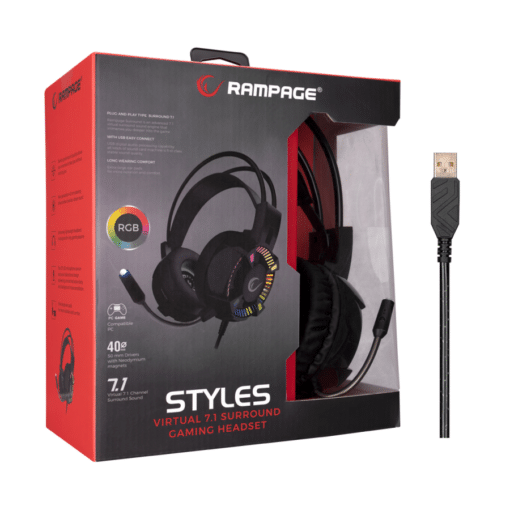 Slušalice sa mikrofonom gaming RAMPAGE STYLES black USB - Slika 7