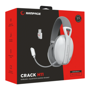 Slusalice sa mikrofonom gaming RAMPAGE Crack H11 WhiteGray Wireless 2.4G Bluetooth 4