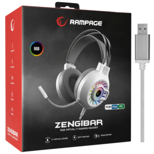 Slusalice sa mikrofonom gaming RAMPAGE RM K44 ZENGIBAR White 7.1 Surround RGB Light Effect 6