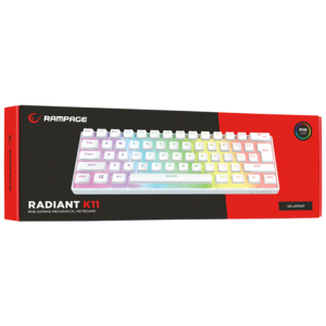 Tastatura gaming RAMPAGE RADIANT K11 white red switch Type C RGB US Layout pudding keycaps 7
