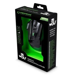Mis ESPERANZA GAMING WOLF 7D MX201 green 2400dpi double click ergonomic EGM201G 7