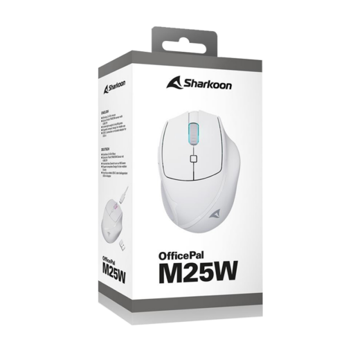 Miš SHARKOON OfficePal M25W White, wireless/wire dual - Slika 6