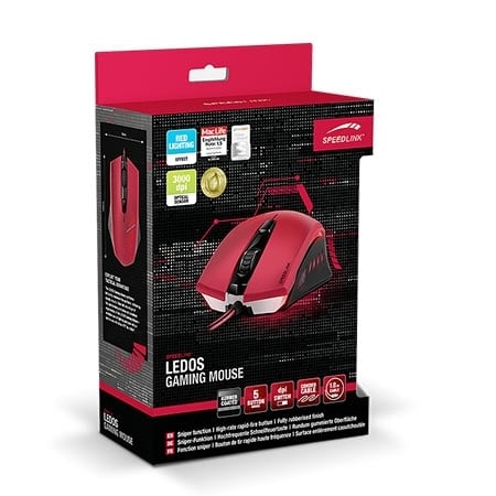 Miš SPEEDLINK LEDOS Gaming, red, red LED, 3000dpi, dpi 7 3000dpi