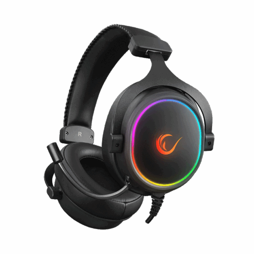 Slušalice sa mikrofonom gaming RAMPAGE ONYX-S Black USB 7.1 Version RGB Led Headset on line led and volume Controller