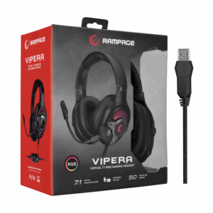 Slusalice sa mikrofonom gaming RAMPAGE RM K77 VIPERA black PCPS4 USB 7.1 RGB LED 8