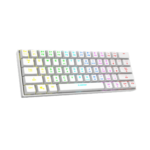 Tastatura gaming RAMPAGE KB-RX63 B-ATOM White Bluetooth RGB Backlight RED SWITCH US Layout 63 Mini