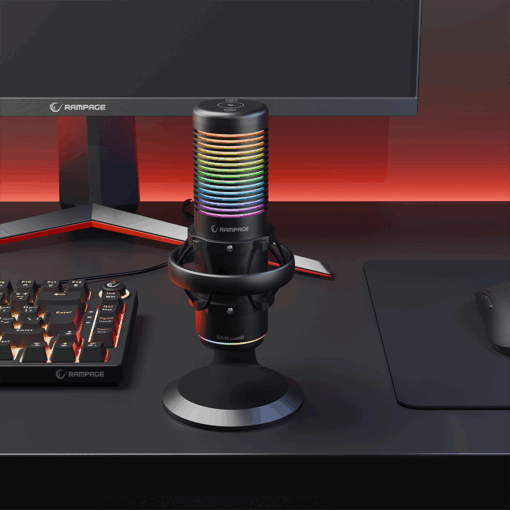 Mikrofon gaming RAMPAGE Bemol RGB Black Microphone with - Slika 8