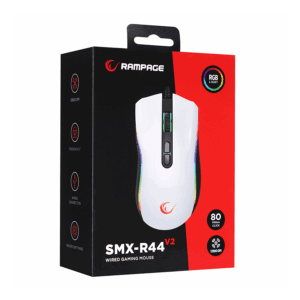 Mis gaming RAMPAGE RAMPAGE SMX R44 V2 Macrol White 12800 DPI RGB LED 80 Million Huano Switch Gaming Player Mouse 41492 7