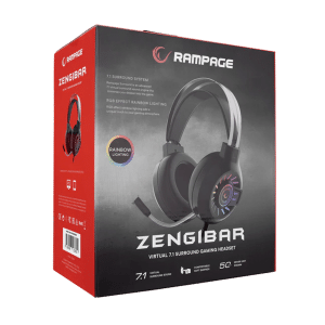 Slušalice sa mikrofonom gaming RAMPAGE RM-K44 ZENGIBAR 15 Slusalice sa mikrofonom gaming RAMPAGE RM K44 ZENGIBAR Black 7.1 Surround RGB Light Effect Gaming Headset with Flexivle long Microphone 35129 6