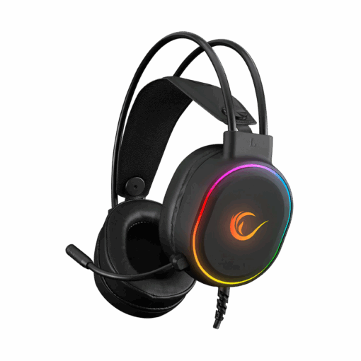 Slušalice sa mikrofonom gaming RAMPAGE ROGUE BLACK USB RGB Led Gaming Headset with Long flexible Microphone. In Line Control