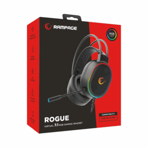Slusalice sa mikrofonom gaming RAMPAGE ROGUE BLACK USB RGB Led Gaming Headset with Long flexible Microphone. In Line Control 36162 6