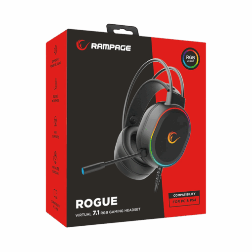 Slušalice sa mikrofonom gaming RAMPAGE ROGUE BLACK USB - Slika 7