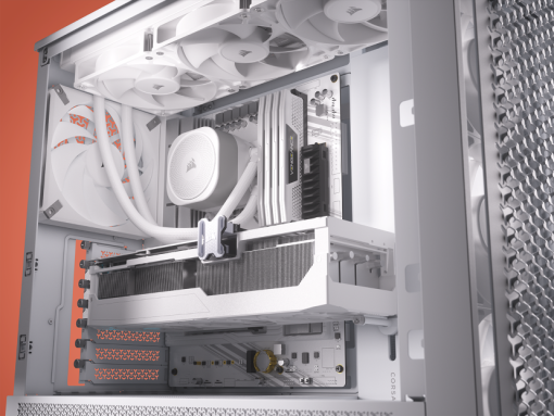 CORSAIR FRAME 4000D RS Case3xRS120 fans, 360mm radiator170mm cooler, 430mm GPU, ATX, White - Slika 6