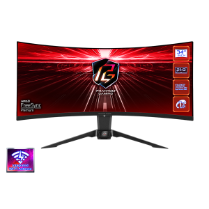 MONITOR ASROCK  PG34WQ15R2B 34" CURVED GAMING WQHD 165Hz 1ms 2xHDMI DP Speaker High Swivel Tilt WiFi