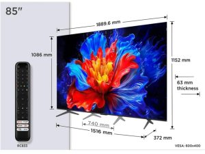 TCL 85P8K 4K QLED TV 144HzGoogle TV Motion Clarity ProGame Master Onkyo 2.1 3