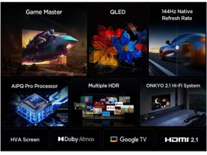 TCL 75P8K 4K QLED TV 144HzGoogle TV Motion Clarity ProGame Master Onkyo 2.1 2