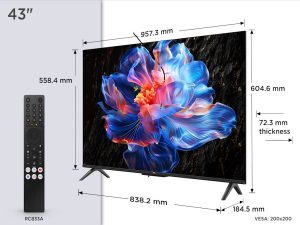 TCL 43V6C 4K TV Google OSHDR10 HVA Panel Motion ClarityDolby Audio AiPQ Processor 5