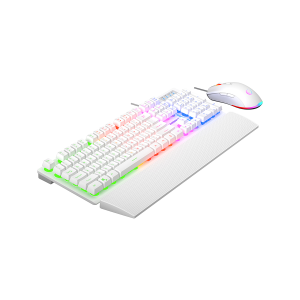 Tastatura mis gaming RAMPAGE KM RX7 Fortuna V2 Rainbow Lighting USB White Gaming Combo Us Layout English Gaming Keyboard 12800 DPI Mouse 42578 2