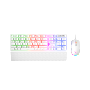 Tastatura + miš gaming RAMPAGE KM-RX7 Fortuna V2 Rainbow Lighting USB White Gaming Combo Us Layout English Gaming Keyboard 12800 DPI Mouse