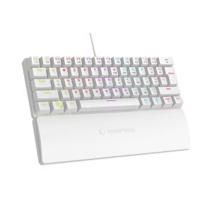 Tastatura gaming RAMPAGE PLOWER K60 White US Layout Wrist Support Blue Switch Gaming Keyboard