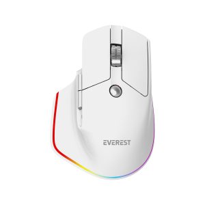 4GHz White Rechargeable 4000 DPI Horizontal/Vertical Wheel Ergonomic RGB Mouse